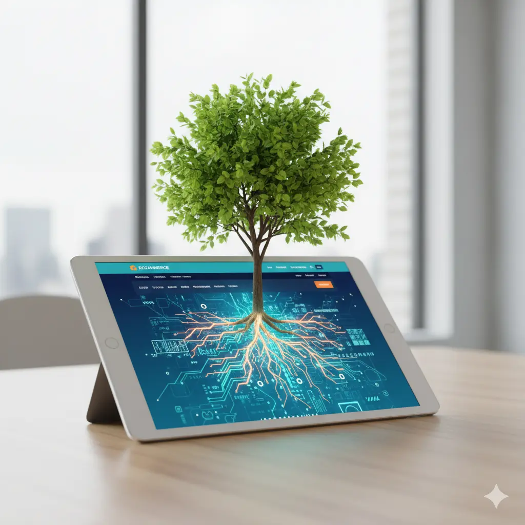 Modern website on a screen